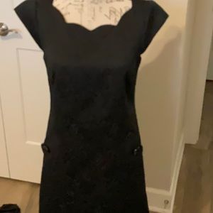 Liz Claiborne black dress so classy Aline tapestry type fabric